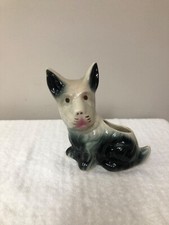 VTG Ceramic Scottie Dog Scottish Terrier Planter White  Black