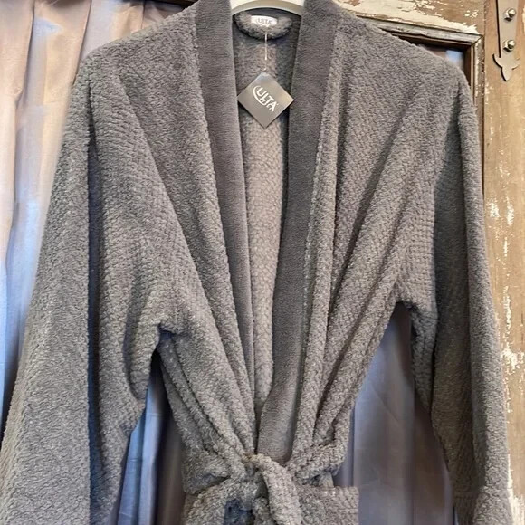 Ulta Bath Robe Men Women Plush Ultra Luxury Gray One Sz Loungewear