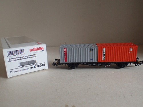 Märklin Container Tragwagen Lbgjs 598 schwarz 47680 03 DB 2x20-ft Box K-Line OVP | Zustand: Neu