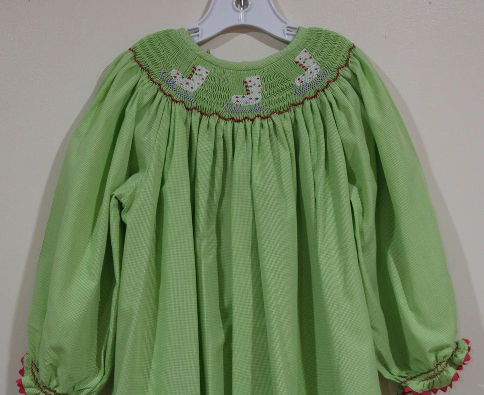 Top de patines bordados Lolly Wolly Doddle talla 6 para niñas verde guinga Foto 2 de 4