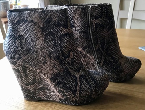 High wedge snake print ankle boots Size 