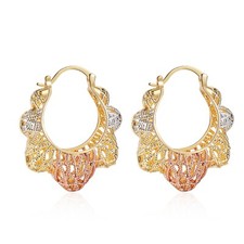 18k Layered Real Gold Filled Basket Hoop Earring Multi Colors