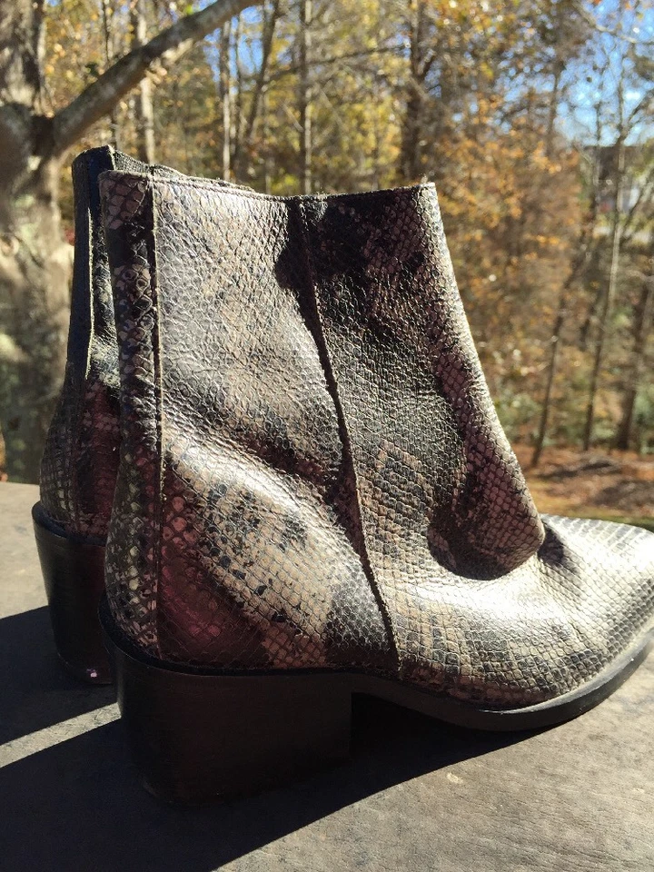 SAM & LIBBY CUERO Piel de Serpiente OCCIDENTAL Vaquero Cremallera Lateral Botines Mujer Talla 5.5 Foto 3 de 4