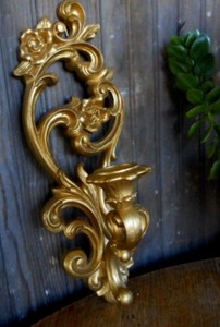 homco sconce regency hollywood ornate candle holder plastic gold