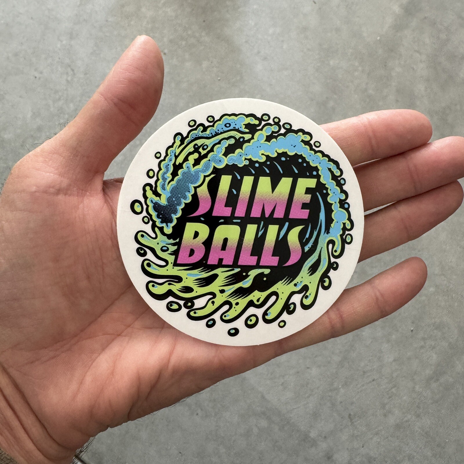 Slime Balls Santa Cruz Wave Logo Skateboard Sticker Decal 3.5" Round New