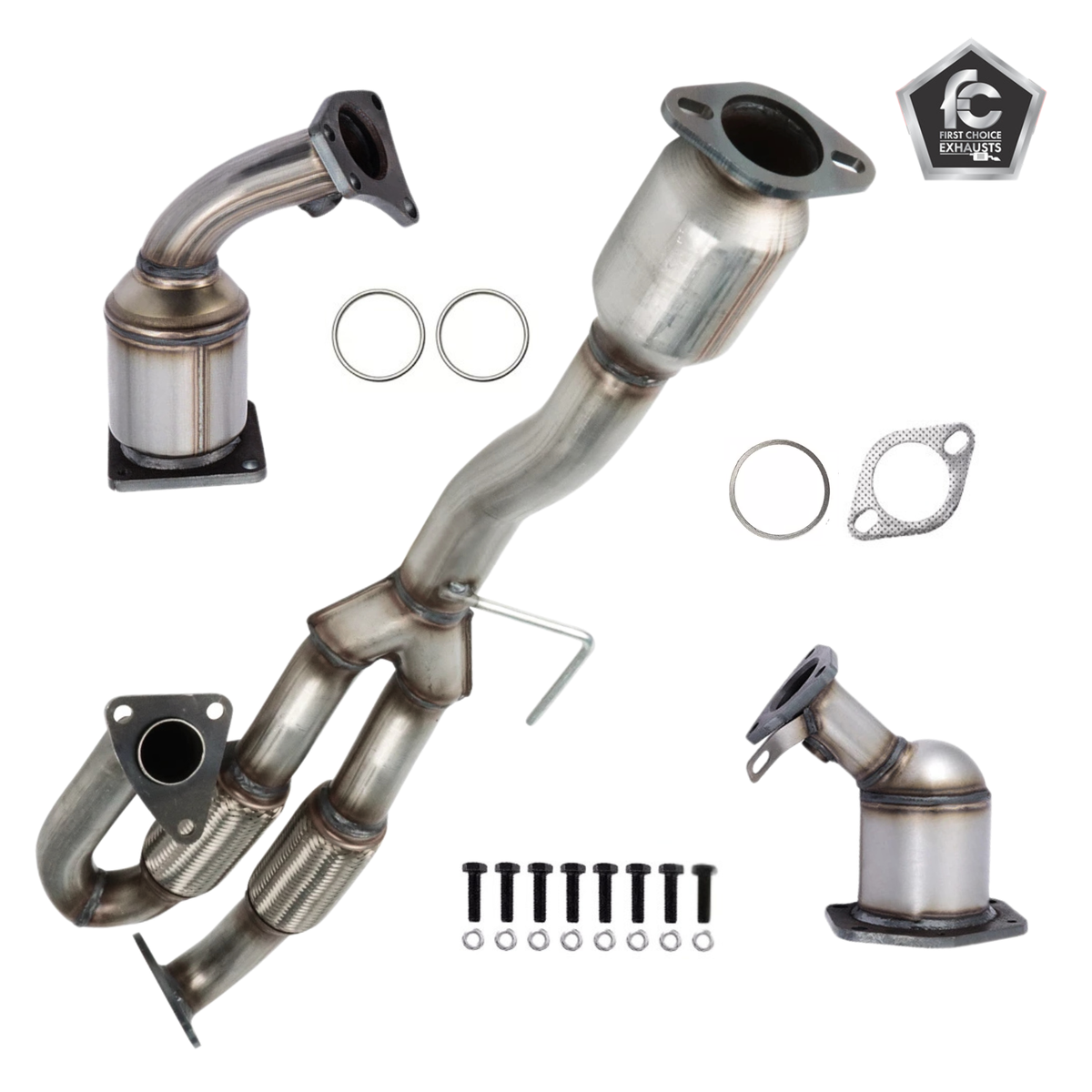 All 3 Catalytic Converter with Flex Y-Pipe Fits 2009 - 2014 Nissan