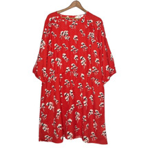 Simply Be US 22 UK 26 Red Ruffle Floral 3/4 Sleeve Chiffon Dress ASOS Plus