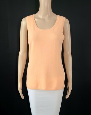 REPEAT CASHMERE Peach Sleeveless 100% Cashmere Scoop Neck Sweater Sz L