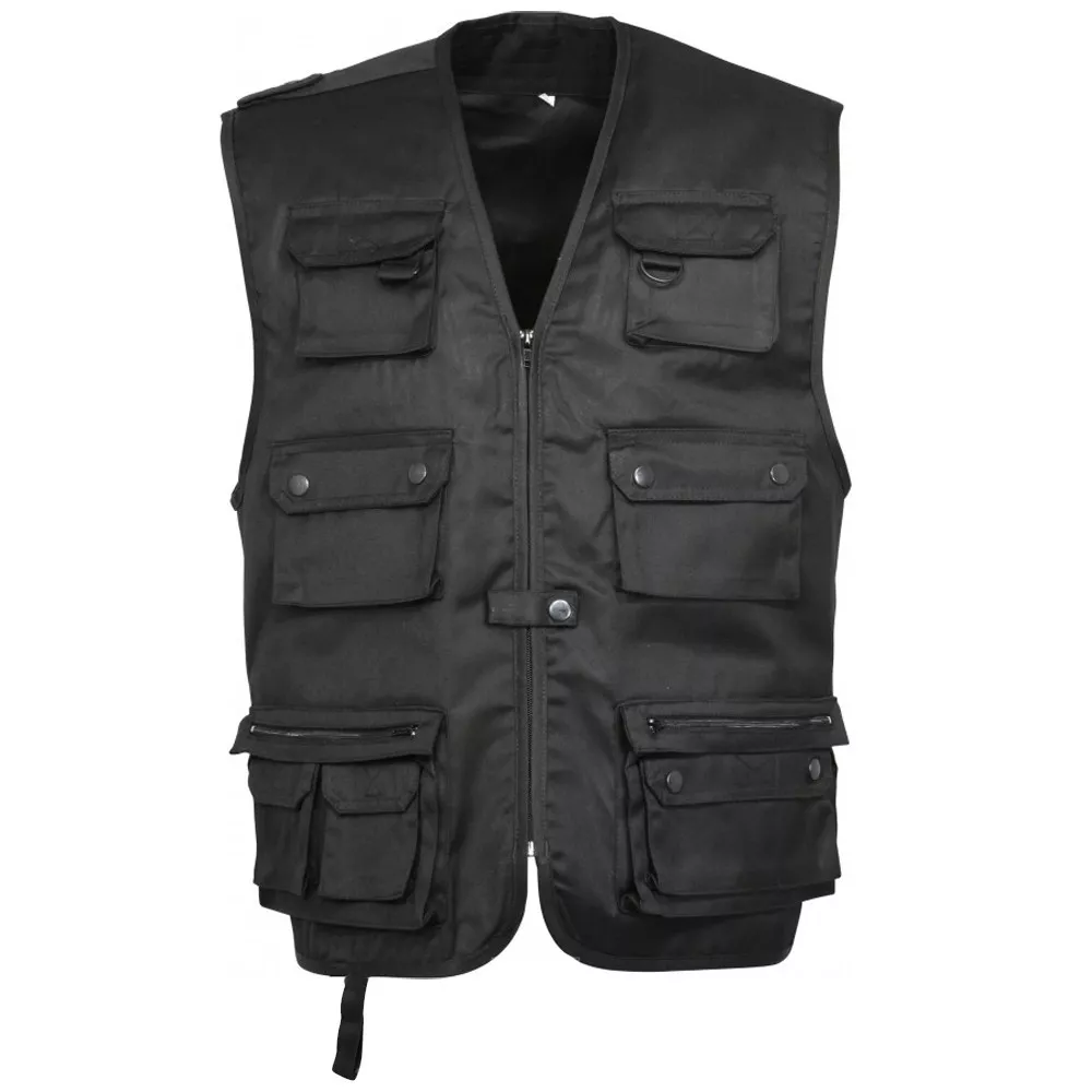 Sleeveless Vest Multi Pocket Reporter Size M Medium Black eBay