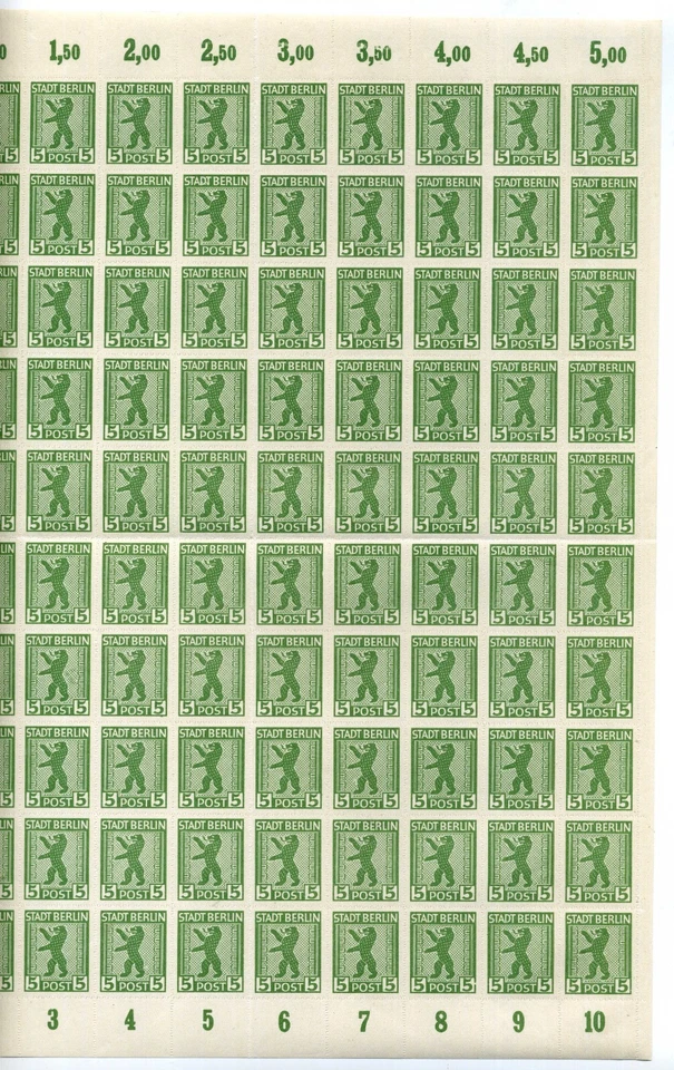 Stamp Germany Mi N°1 Berlin & Brandenburg-Sheet -5 Pf-1945 MNH Soviet Occupation - Image 2 of 4