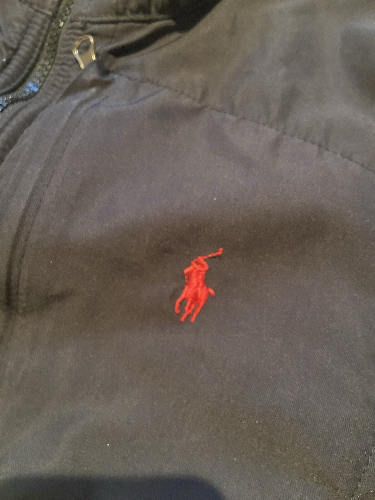 Polo Ralph Lauren taglia L full zip Polartec giacca pile nero cappuccio nascosto pony