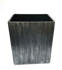 NEW GRAY,GREY,BLACK STRIPES RESIN TRASH CAN,WASTE BASKET