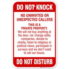 Do Not Knock Do Not Disturb Sign, No Soliciting Sign,
