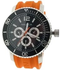 Nautica Orange Strap with Black Dial Chronograph 45mm Men's Watch
