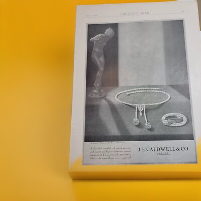 10'' x 13'' ANTIQUE 1920s COSMOPOLITAN MAGAZINE TIFFANY & CO Ad J.E. Caldwell 57