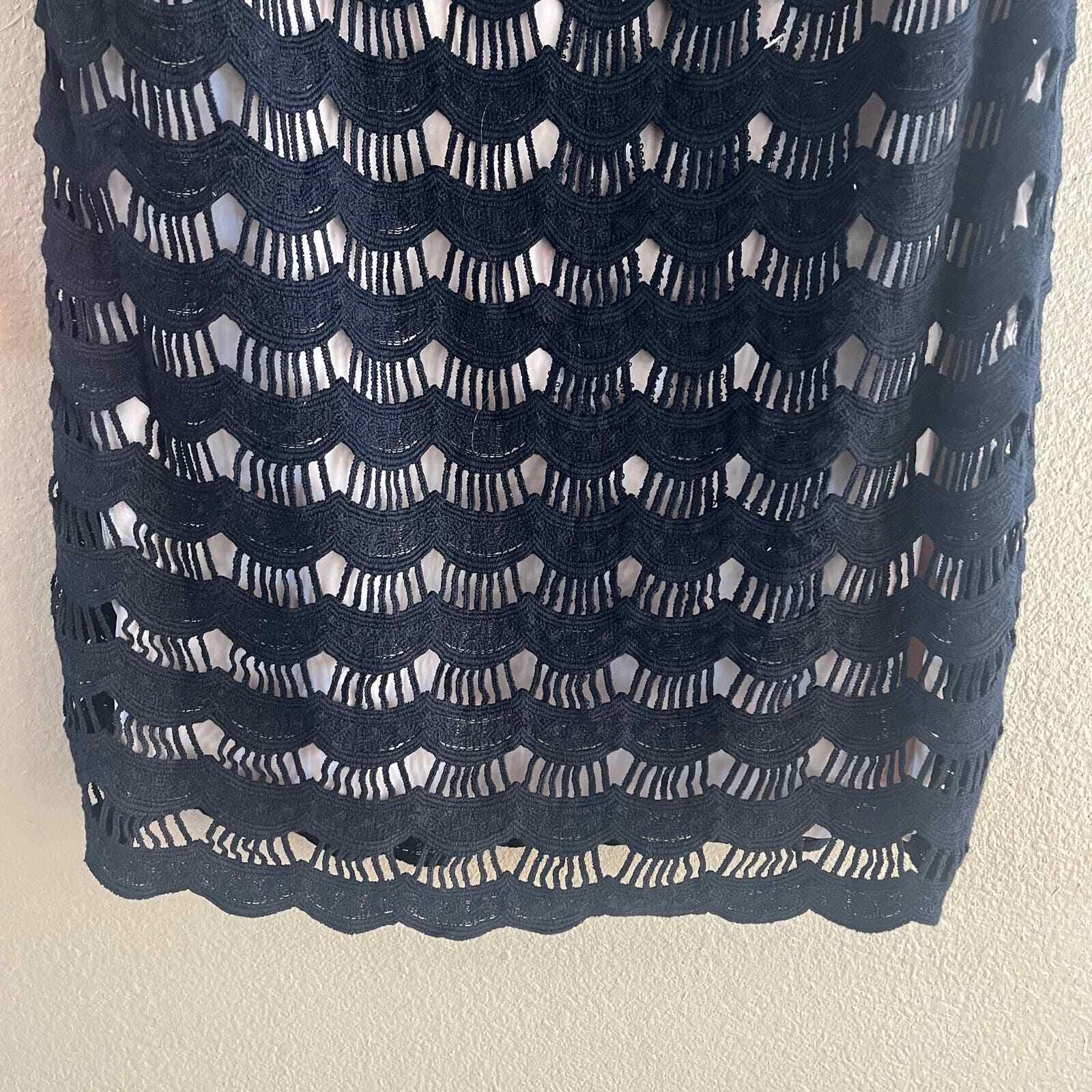 NUOVO abito a turno in pizzo nero Kate Spade Virginia nero all'uncinetto taglia 4