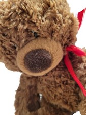 Aurora Plush Coco the Brown Teddy Bear Lovey Red Bow Plush 10"