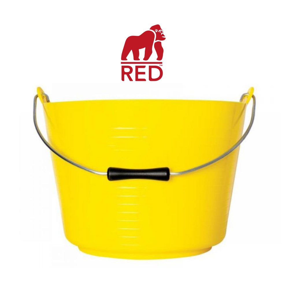 x10 Gorilla Buckets 22L Yellow (Moulded Handle) Builders Bucket (Red