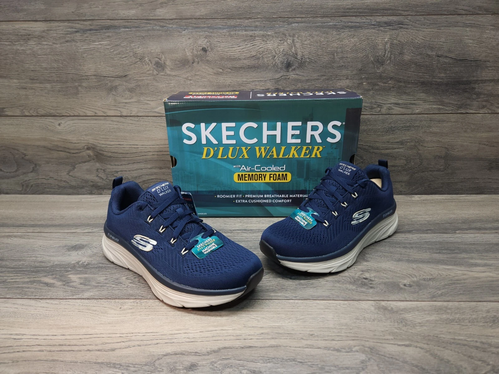 Skechers Navy Mesh Shoes Men's Memory Foam Cushion Walker Comfort Casual 232364