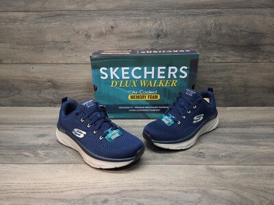 Skechers Navy Mesh Shoes Men's Memory Foam Cushion Walker Comfort Casual 232364