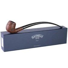 Savinelli Churchwarden Brown Rusticated 601 Extra Long Briar Tobacco Pipe, 3mm