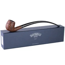 Savinelli Churchwarden Brown Rusticated 601 Extra Long Briar Tobacco Pipe, 3mm