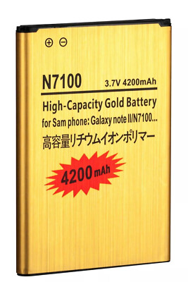 Gold Extended Samsung Galaxy Note 2 High Capacity Battery, 4200 mAh