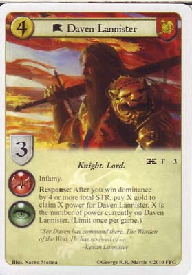 3 x Daven Lannister AGoT LCG 1.0 Game of Thrones Gates of the
