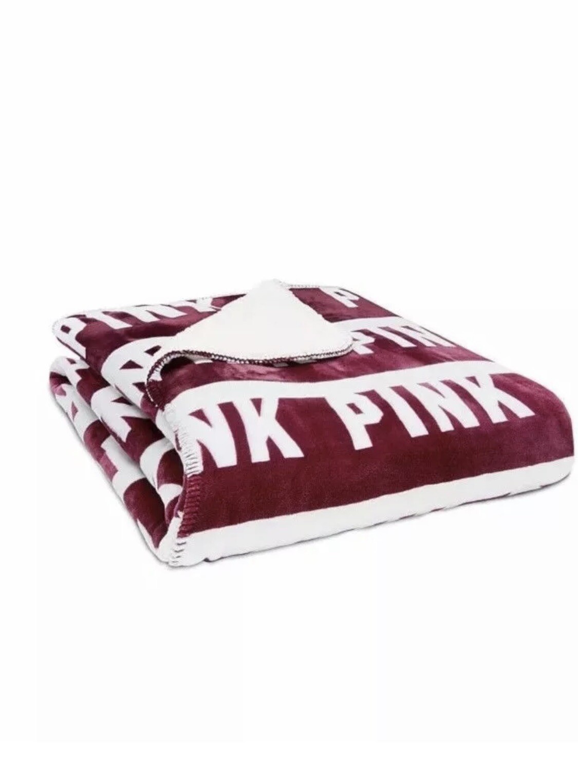 Victorias Secret PINK Black Friday Sherpa Throw Blanket NEW! Burgundy