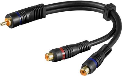 2x Cinch Y Adapter High Quality OFC Kabel 20cm GOLD Kontakte 0,2m von goobay