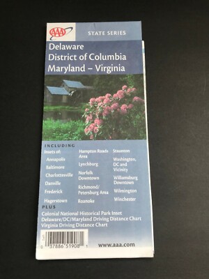 AAA Delaware, DC, Maryland, Virginia 2003 map ~ Free Shipping