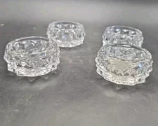 Antique Fostoria American Clear Glass Open Salt Cellar Dish MINT set of 4