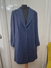 Dept 19 Womens Blue Long Jacket Coat Uk Size 16 Eu 42 New