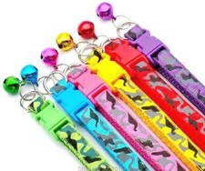 Adjustable Pet Collar Cute Cat Dog Camouflage Printed w/Bell 1 Pc 7.90-12.60in