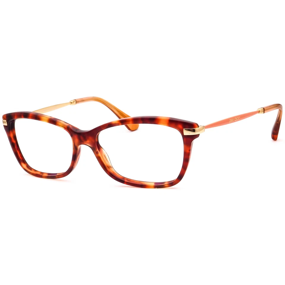 Jimmy Choo Eyeglasses 96 7VJ Havana/Orange Glitter/Gold Cat Eye Italy 52[]15 140 - Image 3 of 4