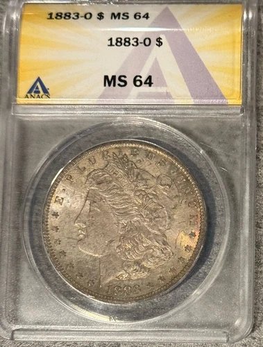 1883-O Morgan Silver Dollar ANACS MS64 Beautiful Toning  Free Shipping