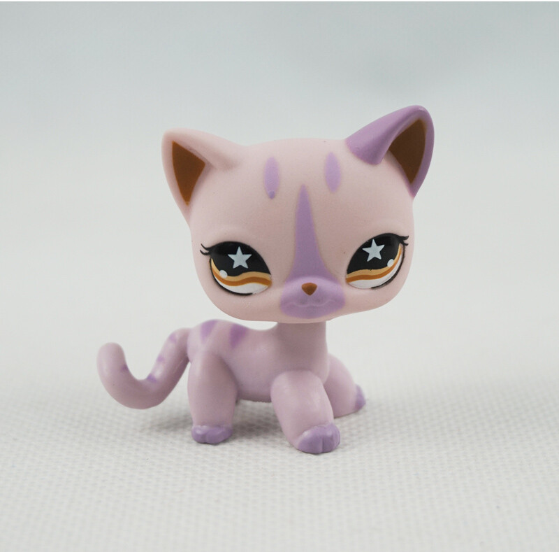 Mini Pet Shop Toys Pink & Purple LPS #933 Girls Orange Eyes Short Hair Cat