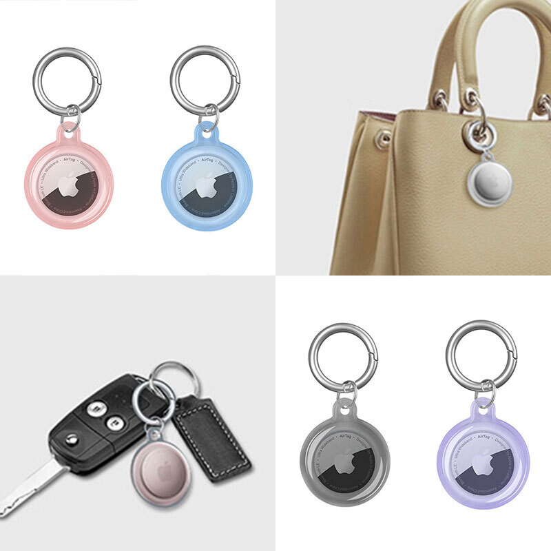 Stylish Leather Keyring Case for Apple AirTag Tracker Protector