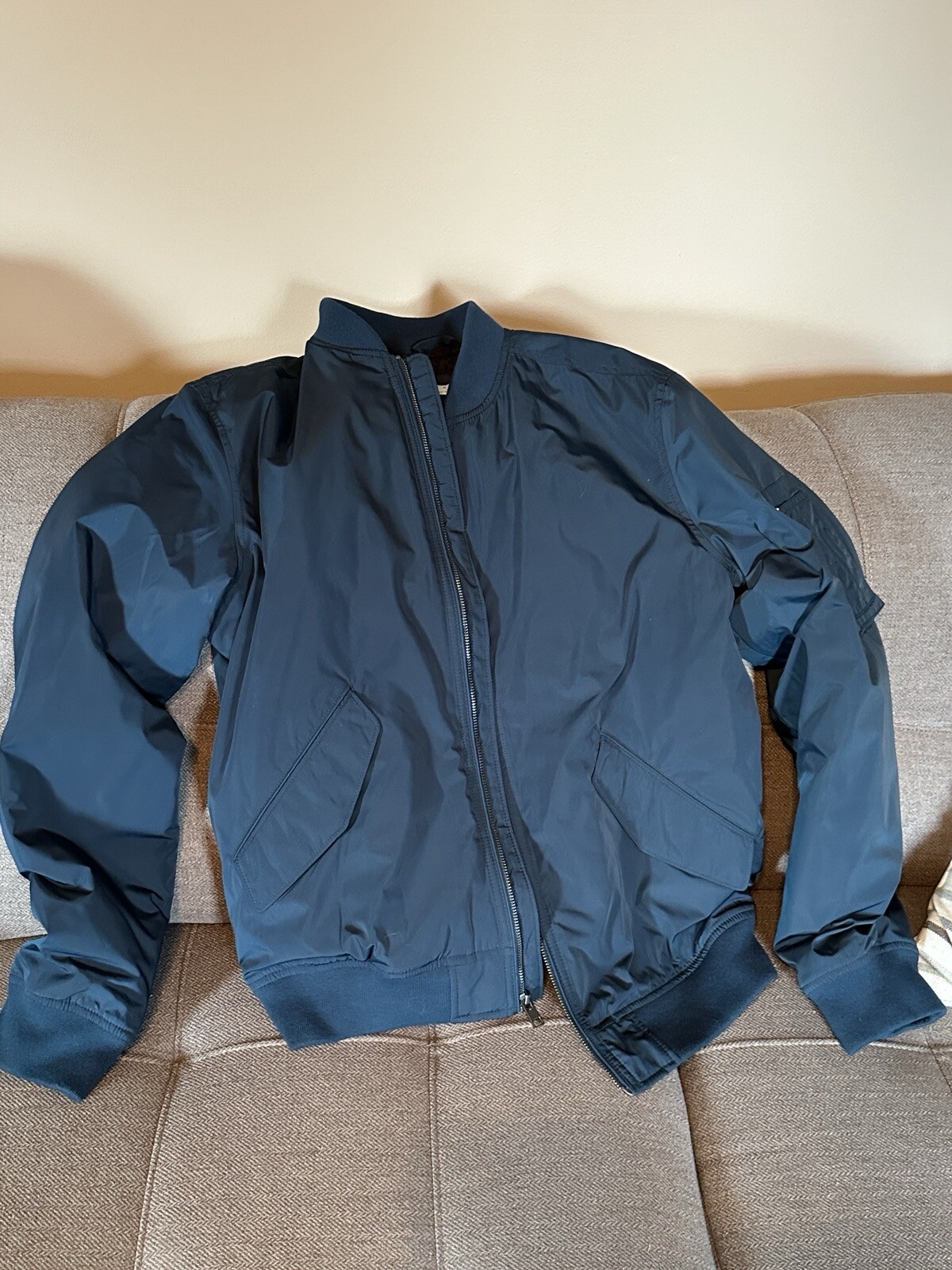 OLD NAVY SZ M MEN'S Nylon/Polyester Bomber Zippered Jacket Coat Blue VERY NICE
