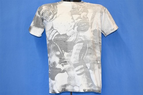 vintage 90s FOOTBALL BLACK AND WHITE ALL OVER PRINT JOSTENS t-shirt SMALL S - Picture 2 of 6