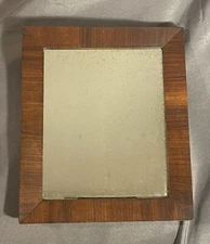 Early Antique Primitive Small Figured Mahogany Ogee Wall Mirror silvered glass