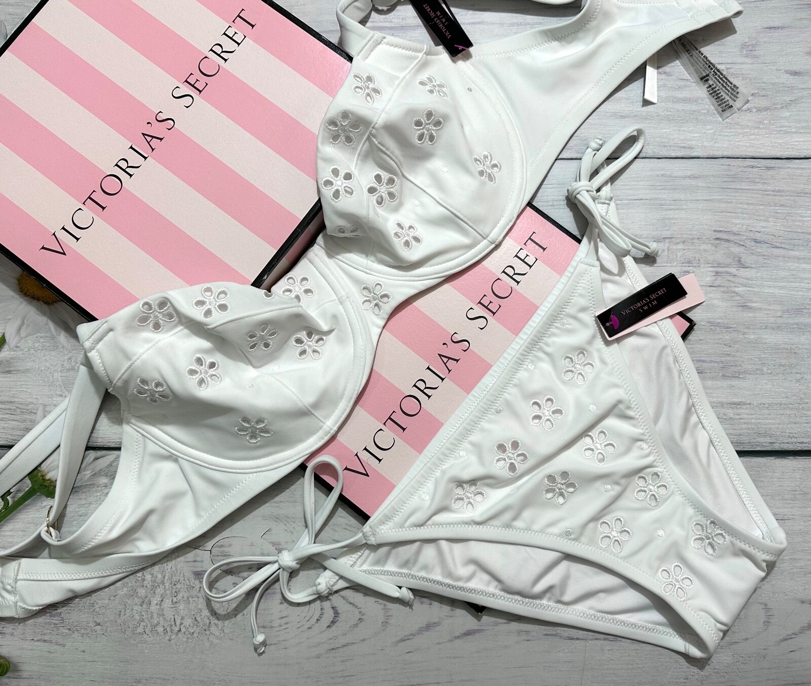 Комплект бикини Victorias Secret Swim Wicked Sling Top String Bottom Белый