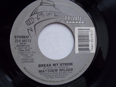 MATTHEW WILDER - Break My Stride / Break My Stride (Instr) 45 RPM