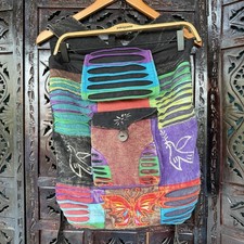 Nepal Patchwork Embroidered Backpack Boho Hippie Festival 100 Cotton Butterfly