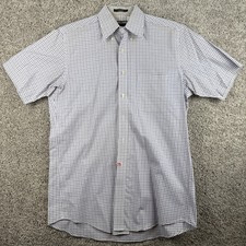 Kirkland Signature Button Up Shirt Men's Med Red/Blue Plaid Checkered Non Iron