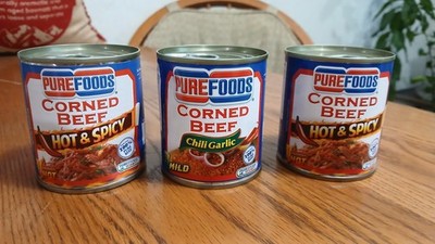 Purefoods Corned Beef 2x Hot & Spicy 1x Chili Garlic 210 gram cans Philippines