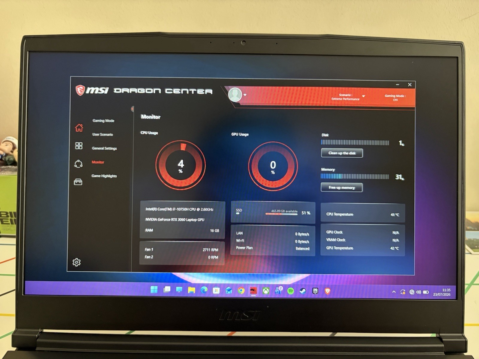 MSI GF65 Thin 10UE Gaming Laptop Core I7-10750H, 16GB RAM, 1TB, 144HZ, RTX 3060
