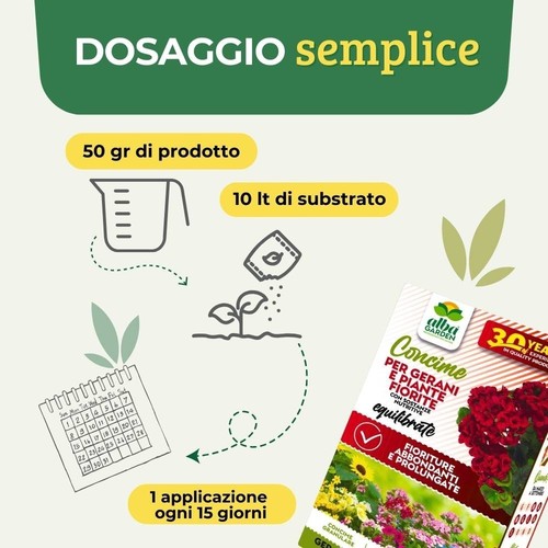 Concime Per Gerani e Piante Fiorite Fertilizzante Granulare Idrosolubile 1 Kg - Foto 3 di 10