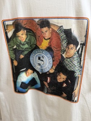 Five 5ive British Boy Band Pop UK Album Cover 90 s Y2K White Vintage Size Large