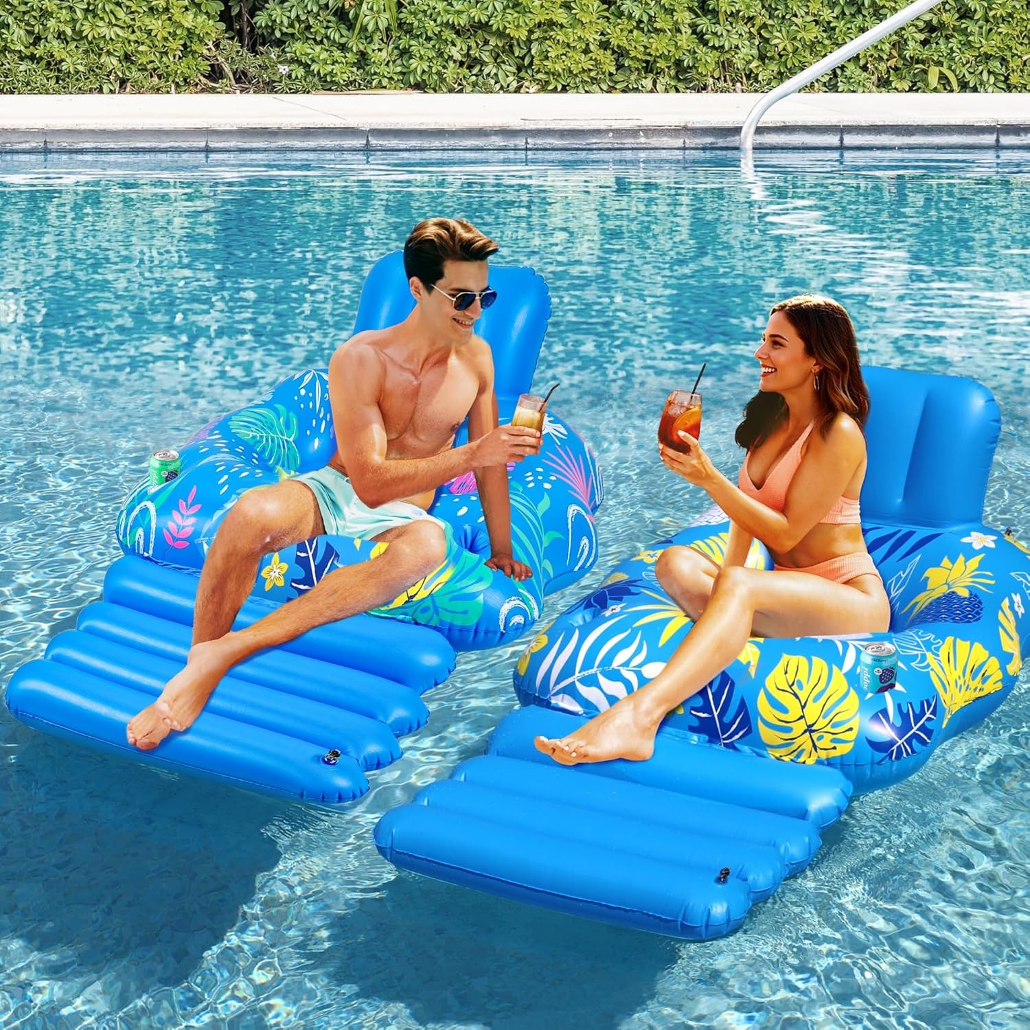 Inflatable Pool Lounger Float, HeavyDuty Pool Floats for Adults XL(60"L &times; 42"W)